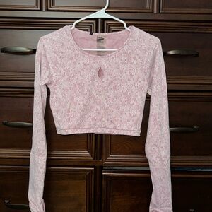 Gymshark Fleur Texture Long Sleeve Crop - Dusky Pink Marl